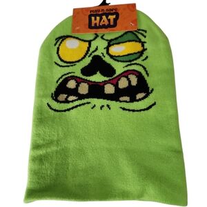 Lime Green Monster Face Beanie Hat